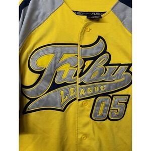 FUBU League 05 Yellow Baseball‎ Jersey Men's Short Sleeve Embroidered Logo